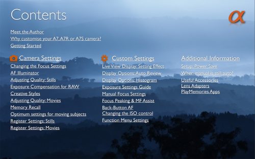Sony Alpha A7 A7R Custom Camera settings