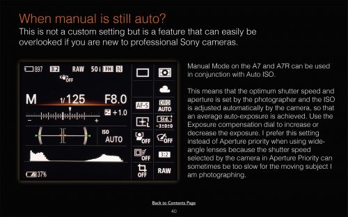 Sony Alpha A7 A7R Custom Camera settings